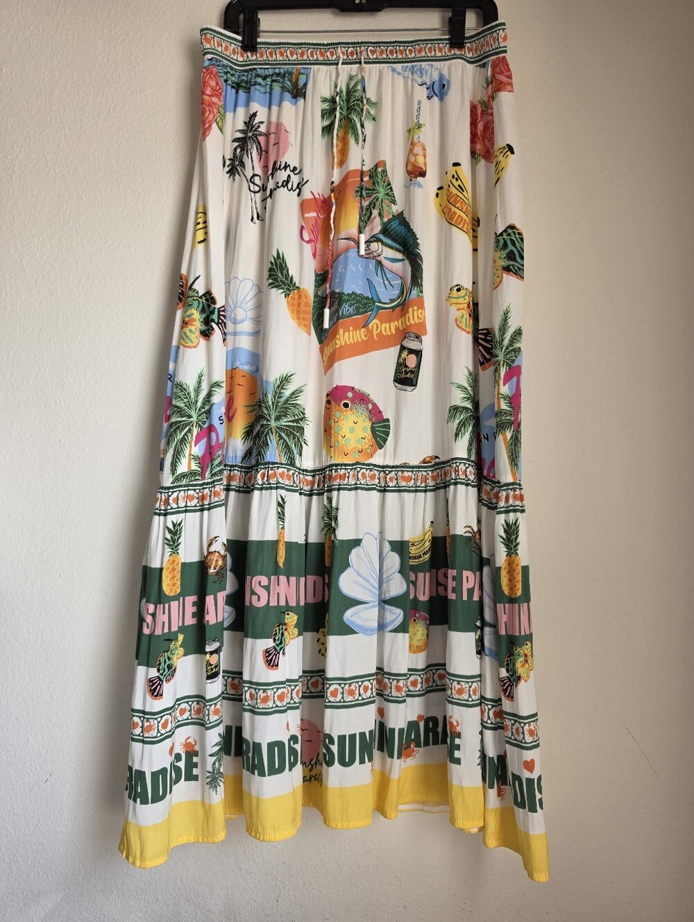 Rachel Zoe Tropical Island Sunshine Paradise Maxi Skirt Size Large NWOT